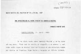 Una aproximación al poema "Fruta" de Gabriela Mistral  [artículo] Consuelo Mafud Haye.