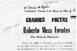 Roberto Meza Fuentes  [artículo] Ratón de biblioteca.
