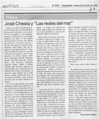 José Chesta y "Las redes del mar"  [artículo] Hernán Muñoz Villegas.