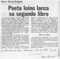 Poeta loíno lanza su segundo libro  [artículo].