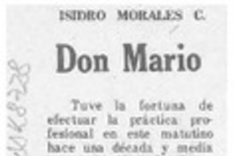 Don Mario  [artículo] Isidro Morales C.