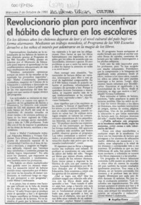 Revolucionario plan para incentivar el hábito de lectura en los escolares  [artículo] Angélica Rivera.