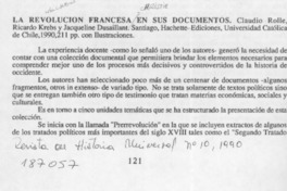 La revolución francesa en sus documentos  [artículo] Matías Tagle D.