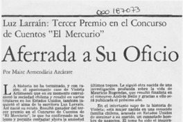 Aferrada a su oficio  [artículo] Maité Armendáriz Azcárate.