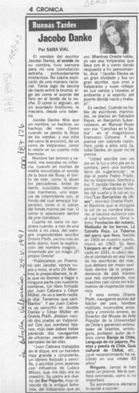 Jacobo Danke  [artículo] Sara Vial.