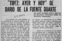 "Tibet, ayer y hoy" de Darío de la Fuente Duarte  [artículo] José Flores Leiva.