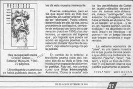 Has recuperado nada  [artículo] Fernando Quilodrán.