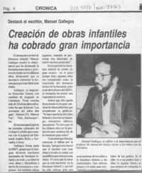 Creación de obras infantiles ha cobrado gran importancia  [artículo].
