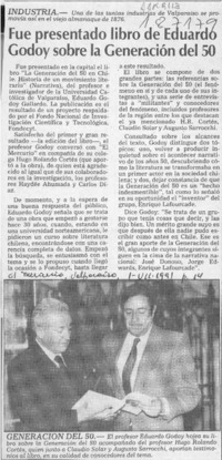 Fue presentado libro de Eduardo Godoy sobre la Generación del 50  [artículo].