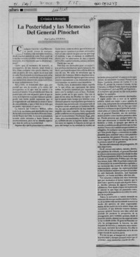La posteridad y las memorias del general Pinochet  [artículo] Carlos Iturra.