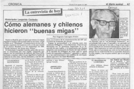 Cómo alemanes y chilenos hicieron "buenas migas"  [artículo] Eugenio Calcagno Freire.