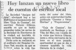 Hoy lanzan un nuevo libro de cuentos de escritor local  [artículo].