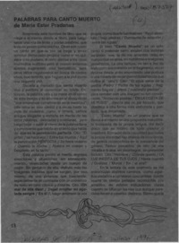 Palabras para canto muerto  [artículo] Heddy Navarro Harry.