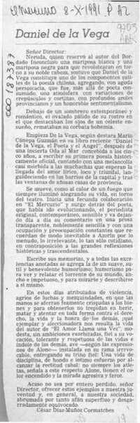 Daniel de la Vega  [artículo] César Díaz-Muñoz Cormatches.