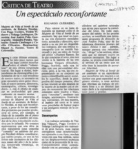 Un espectáculo reconfortante  [artículo] Eduardo Guerrero.