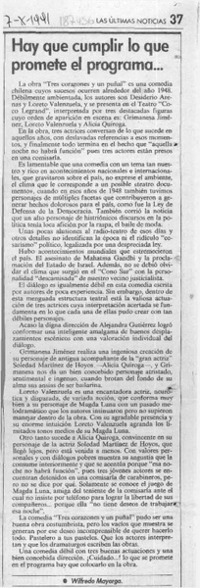 Hay que cumplir lo que promete el programa --  [artículo] Wilfredo Mayorga.