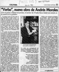 "Verbo", nueva obra de Andrés Morales  [artículo] Angélica Rivera.