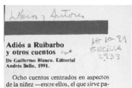 Adiós a Ruibarbo y otros cuentos  [artículo].