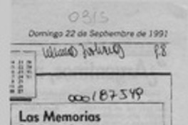 Las memorias de Pinochet  [artículo] William Thayer Arteaga.