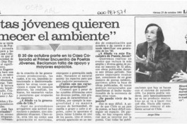 Poetas jóvenes quieren "remecer el ambiente"  [artículo].