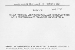 Manual de introducción a la teoría de la comunicación social  [artículo].