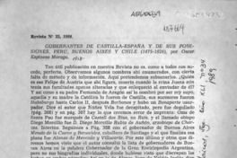 Gobernantes de Castilla-España y de sus posesiones, Perú, Buenos Aires y Chile  [artículo] J. Rafael Reyes Reyes.