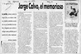 Jorge Calvo, el memorioso  [artículo] Alvaro Cuadra.