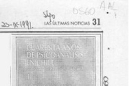 Rescatan historia del psicoanálisis en Chile  [artículo].