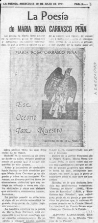 La poesía de María Rosa Carrasco Peña  [artículo] Alfonso Larrahona Kästen.