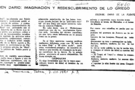 Rubén Darío, imaginación y redescubrimiento de lo griego  [artículo] Darío de la Fuente.