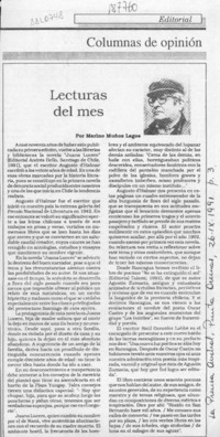 Lecturas del mes  [artículo] Marino Muñoz Lagos.