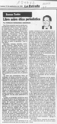 Libro sobre ética periodística  [artículo] Horacio Hernández Anderson.