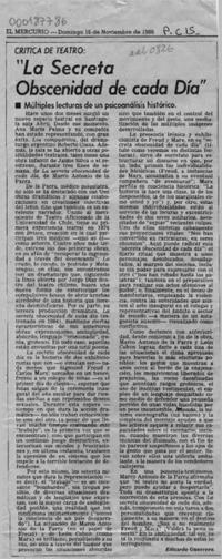 "La secreta obscenidad de cada día"  [artículo] Eduardo Guerrero.