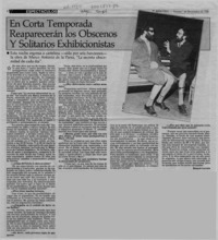 En corta temporada reaparecerán los obscenos y solitarios exhibicionistas  [artículo] Rosario Larraín.