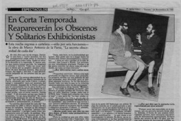 En corta temporada reaparecerán los obscenos y solitarios exhibicionistas  [artículo] Rosario Larraín.
