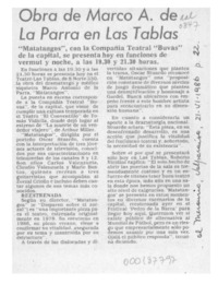 Obra de Marco A. de la Parra en Las Tablas  [artículo].