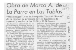 Obra de Marco A. de la Parra en Las Tablas  [artículo].
