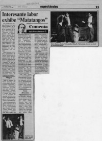 Interesante labor exhibe "Matatangos"  [artículo] Italo Passalacqua C.