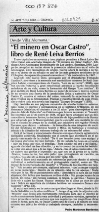 "El minero en Oscar Castro", libro de René Leiva Berríos  [artículo] Pedro Mardones Barrientos.