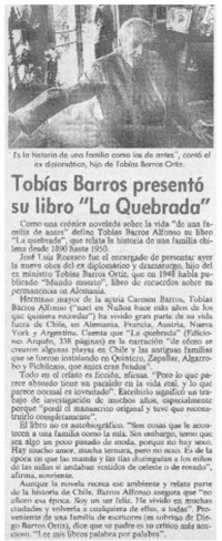 Tobías Barros presentó su libro "La Quebrada"