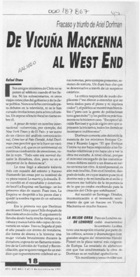 De Vicuña Mackenna al west end  [artículo] Rafael Otano.