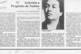 Gabriela a propósito de Nadine  [artículo] Francisco J. Alcalde Pereira.