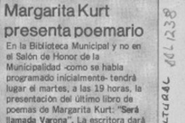 Margarita Kurt presenta poemario  [artículo].