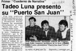 Tadeo Luna presentó su "Puerto San Juan"  [artículo].