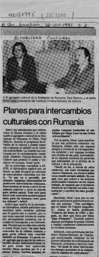 Planes para intercambios culturales con Rumania  [artículo].