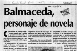 Balmaceda, personaje de novela  [artículo]Antonio Salgado.