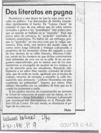 Dos literatos en pugna  [artículo] Filebo.