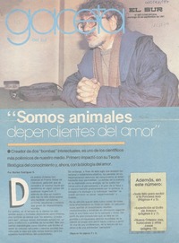 "Somos animales dependientes del amor"  [artículo] Marisol Rodríguez S.