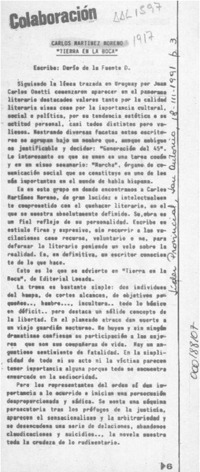 Carlos Martínez Moreno "Tierra en la boca"  [artículo] Darío de la Fuente D.