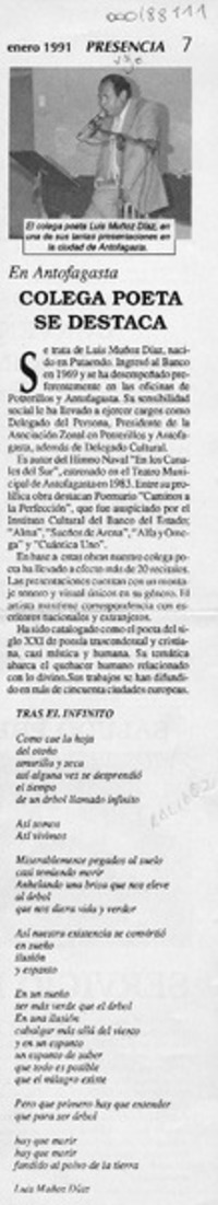 Colega poeta se destaca  [artículo].